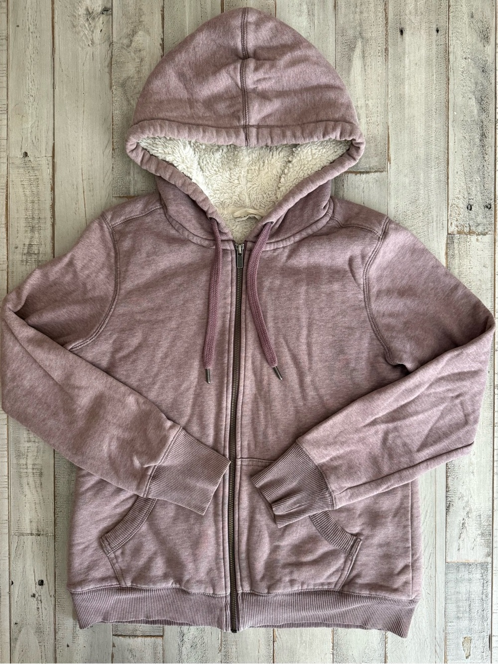 L.L.Bean women’s Sherpa fleece lined full zip hooded sweatshirt‎ dusty rose XS